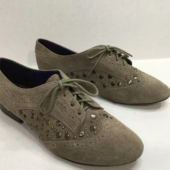 Libby Edelm Raina Suede Lace Up Studded Flats - Picture 9 of 11